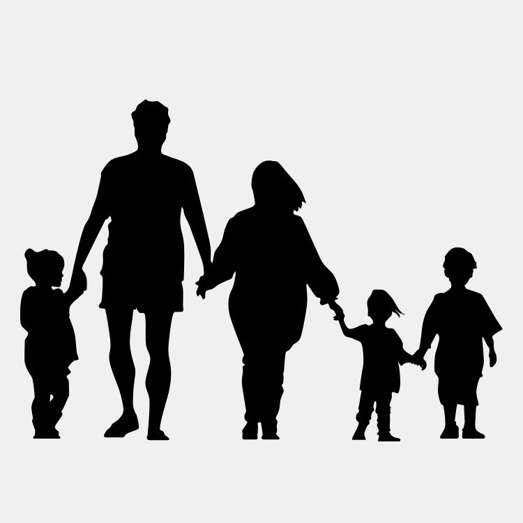 Menu-item Voor Burger of Consument wordt grafisch weergegeven met een silhouet van een gezin met 3 kinderen.en 3 poppetjes als icoon.